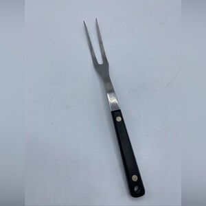 Vintage EKCO FLINT Stainless Vanadium USA 12" Meat Serving Fork Black Handle